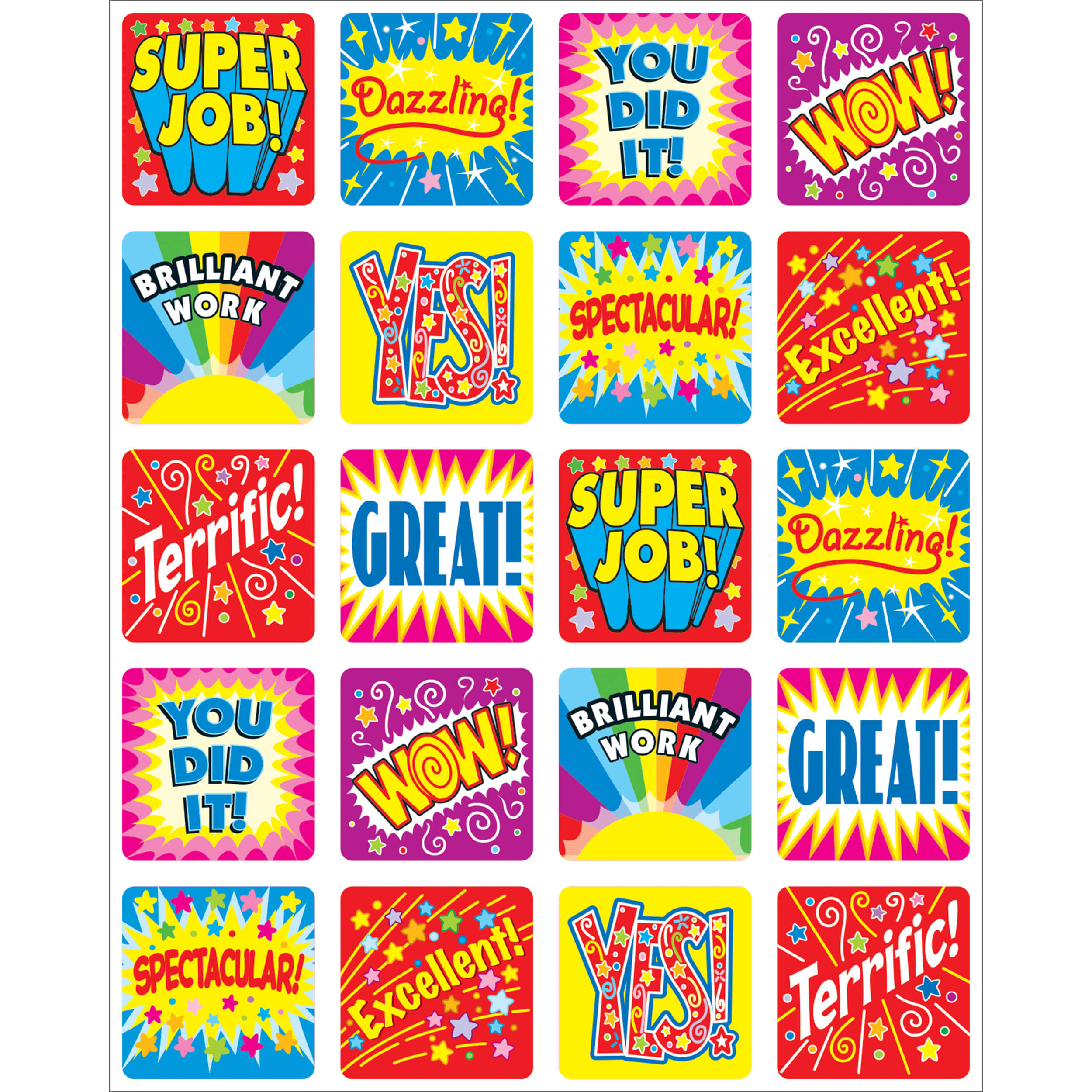 Positive Words Motivational Stickers Grade PK-5  Carson 