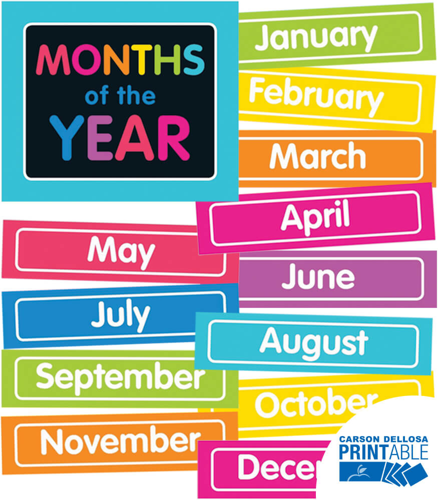 Months Of The Year Chart Free Printable